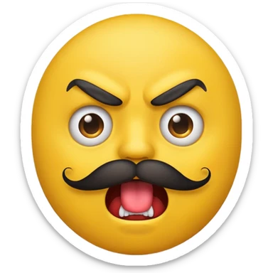 Face emoji with a mustache biting his tongue and anger expression sticker