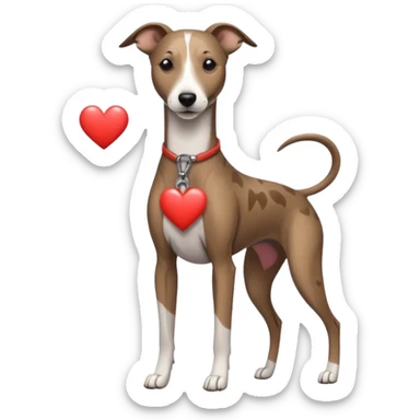 brindle whippet hearts sticker