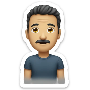 man biting his lower lip hand on chin sticker