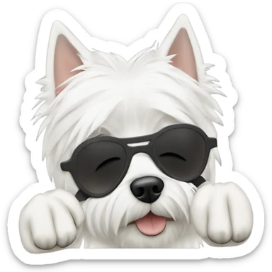 west highland terrier covering eyes with paws sticker