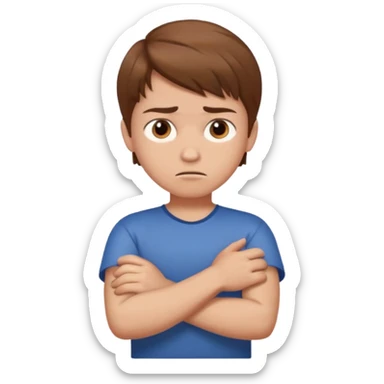boy with crossed arms and a displeased face sticker