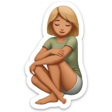 Woman hugging her knees, enjoying solitude sticker