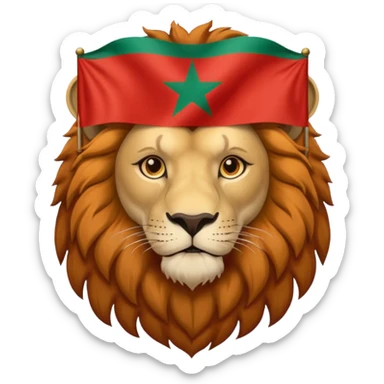 A atlas lion holding a morocco flag sticker