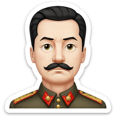 somber Stalin portrait with a black armband, symbolizing death sticker