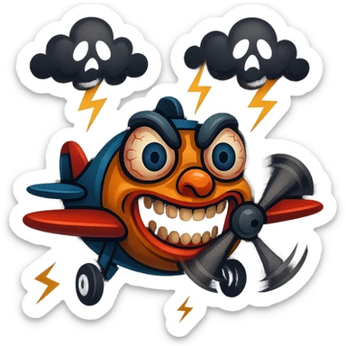 Avions manege du parc saint paul en emoji  rajoute et garde aspect terrifiante et rajoute  sticker