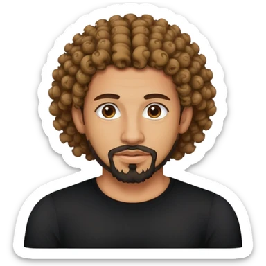 Egyptian tech bro with curly hair and goatee on chin. And black shirt with no color on it. sticker