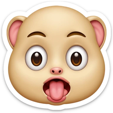 face with wide eyes sticking tongue out like a freak sticker