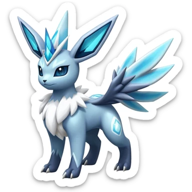 Fluffy ethereal celestial Kyurem-Glaceon-dialga-hybrid, full body sticker