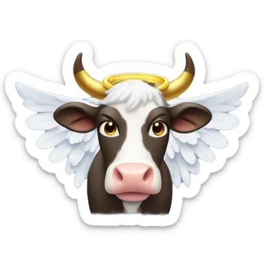 cow with halo and angel wings sticker
