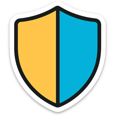 shield icon, lineal color icon with black outlines, slightly rounded edges, no text sticker
