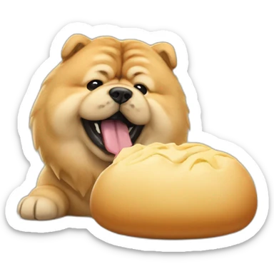 Chow Chow dog eating bao sticker