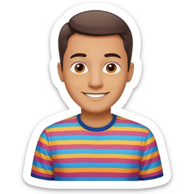 clean shaven, short hair, brown eyes, no glasses, medium skin, fun smiling man sticker