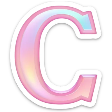 Iridescent pastel pink Font setting icon with letter C sticker