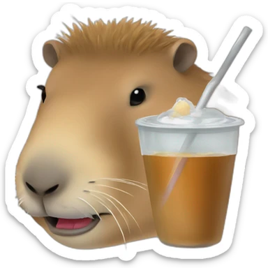 capybara drinking maté with a straw sticker