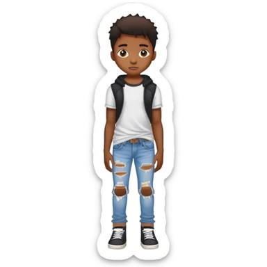 Black kid wearing ripped jeans sticker