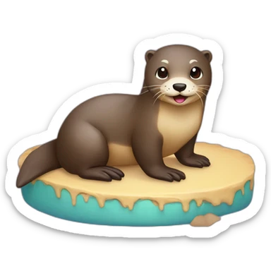 Une loutre sur une tortu sticker