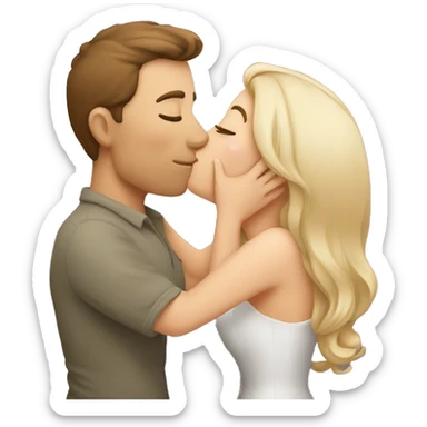 A husband kisses his wife's lips  sticker