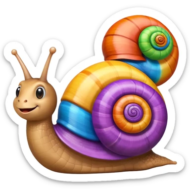 a cartoon snail with a colorful shell emoji sticker