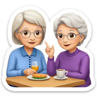 conversación dentro de un restaurant  dos personas y una de las persoans sea una abuela sticker