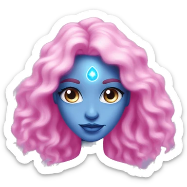 magical diva with pink andromedan skin long hair and blue eyes glowing third eye sticker
