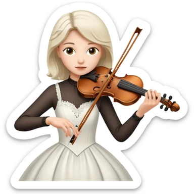woman playing violin with white dress sticker
