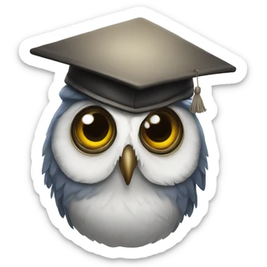 an owl in a scientific cap sticker