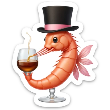 A SHRIMP DRINKING BOURBON, CLASSY sticker