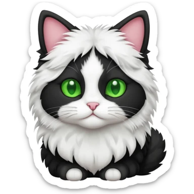 A black colored bicolor cat emoji full body sticker