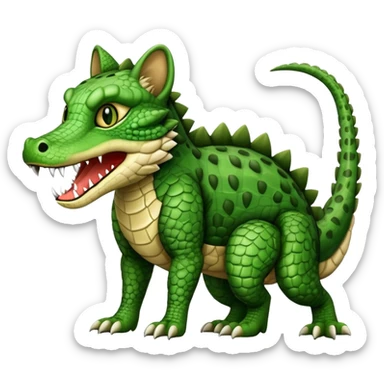Crocodile-Bobcat-Fakémon-hybrid-creature with a long muzzle, full body sticker