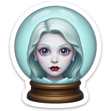 A Ghoulish Lady's head in a crystal ball sticker
