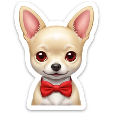White chihuahua with red bow tie  sticker