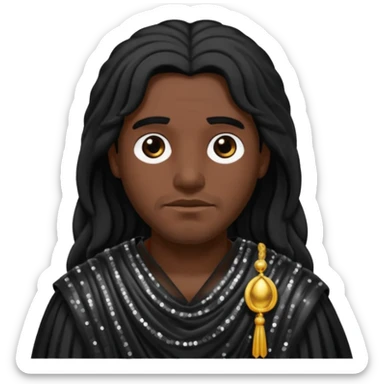 Pluto Death God with long black hair, black sequin toga sticker