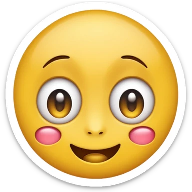 A round yellow emoji face with big eyes, a small smile, and a drop of drool coming from its mouth, in the style of modern phone emojis, clean vector design, flat shading, centered on a plain white background. sticker