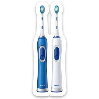 Oral-B electric toothbrush blue and white sticker