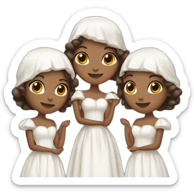 three-brunnette-sisters-wearing-greek-white-gowns sticker