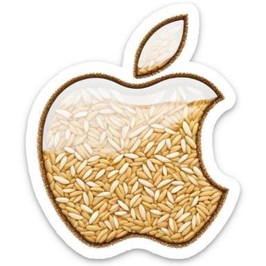 Apple logo with rice grains in a digital tracker display sticker