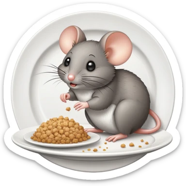 mouse on plate with crumbs sticker