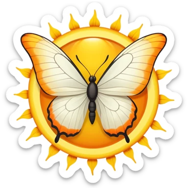 White butterfly on the sun  sticker