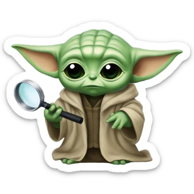 baby yoda with a detective magnifying glass sticker