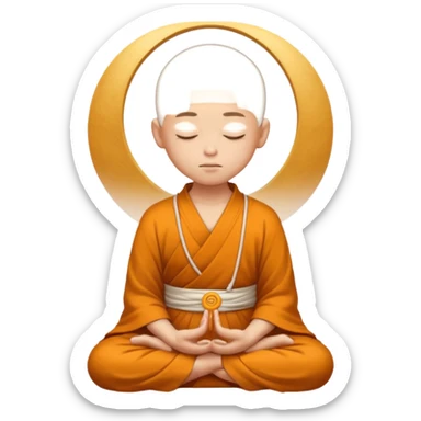 content face typing, eyes closed in a meditative, zen state, monk dress sticker