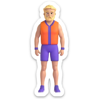 Odysseus in an 80s workout suit sticker