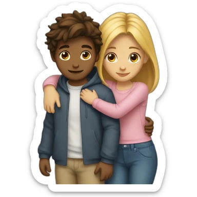 Girl leaning on boy sticker