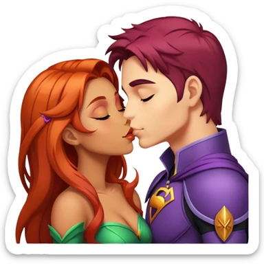 Robin and starfire kiss.  sticker