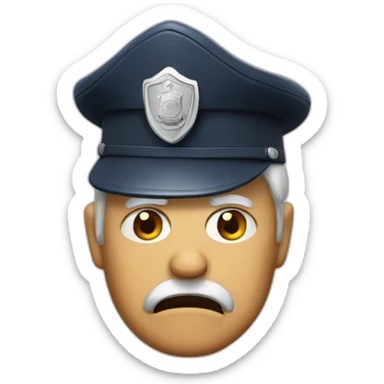 old person with police cap a bit angry sticker