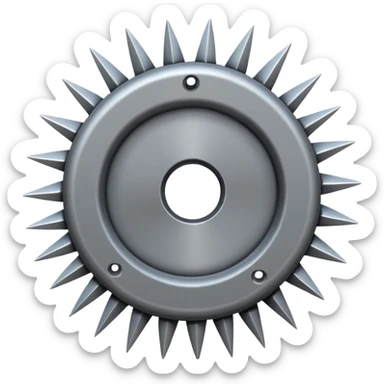 Whele with small sharp spikes all around and a hole at center, sticker