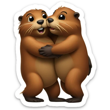 beavers hugging sticker