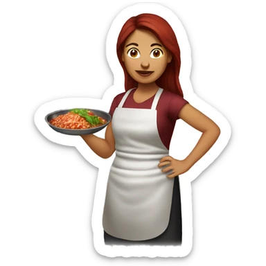 Dark Red Hair Mexican woman cooking birria sticker
