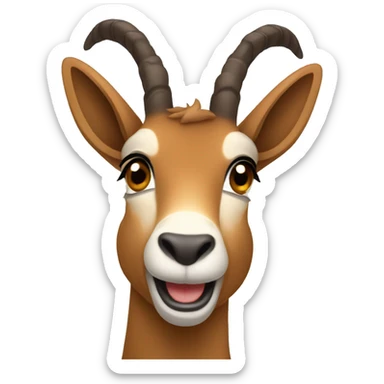 happy smiling brown chamois left hoof pointing up sticker