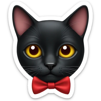 Black cat with a red bow tie sticker