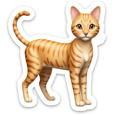 A 3D cartoon golden tabby Savannah cat with elegant long legs, gentle stripes, dynamic pose, cinematic Memoji-style lighting. full body or half body. sticker